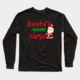 Santa's Favorite Nurse Christmas Long Sleeve T-Shirt